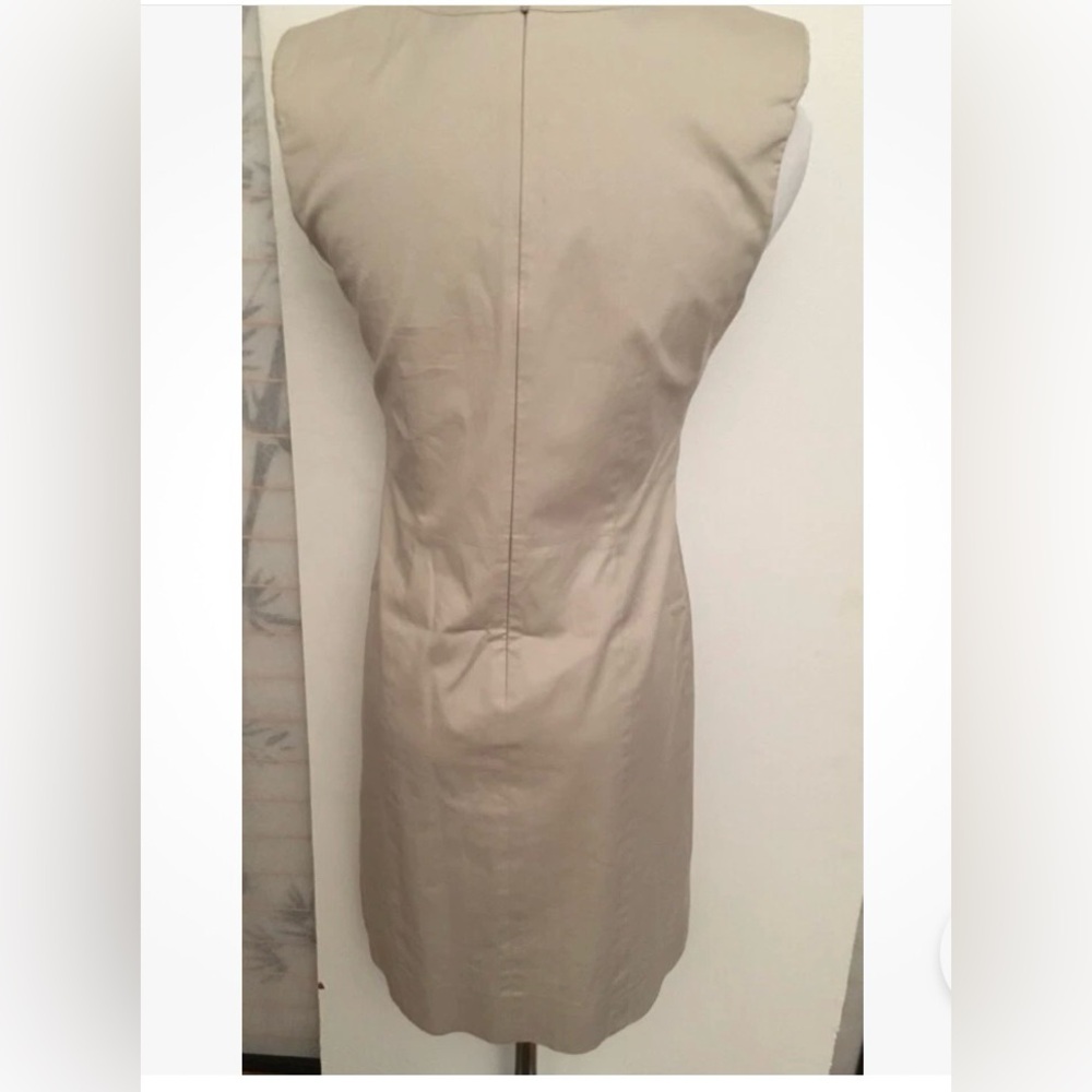 Hugo Boss Elegant Taupe Beige Structured Short Sleeveless Dress - 4 - Picture 3 of 13